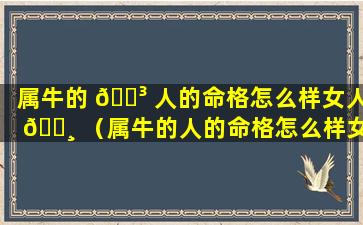 属牛的 🐳 人的命格怎么样女人 🌸 （属牛的人的命格怎么样女人命运如何）